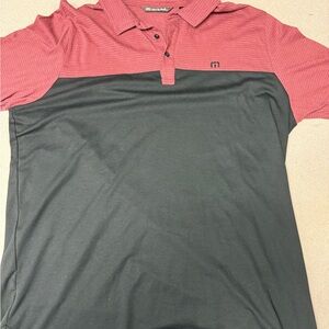 Travis Mathew Two-Tone Polo Shirt - Red and Black
